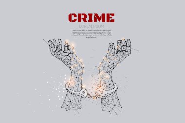 Parçacıklar, geometrik resim, çizgi ve nokta el kelepçe ile