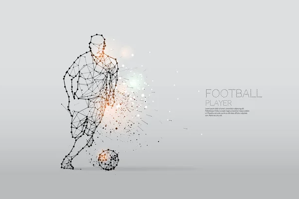 Las partículas y el punto de línea del movimiento del jugador de fútbol — Vector de stock