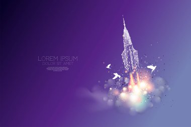 Parçacıklar, poligonal, geometrik resim - uzay mekiği releasin