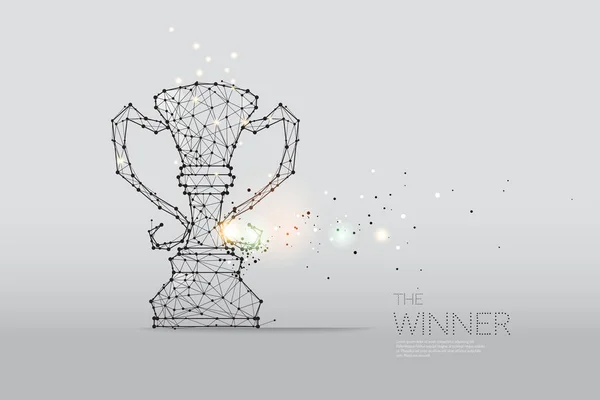 Částice, geometrického umění, čára a tečka vítěze trofeje — Stockový vektor