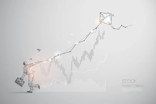 Las partículas, el arte geométrico, la línea y el punto de la tendencia del mercado de valores — Archivo Imágenes Vectoriales