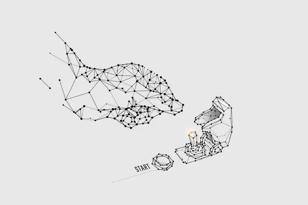 As partículas, arte geométrica, linha e ponto de interruptor de míssil . —  Vetores de Stock