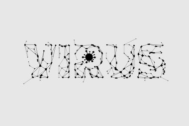 Virüsün parçacıkları, geometrik sanat, çizgi ve noktası.