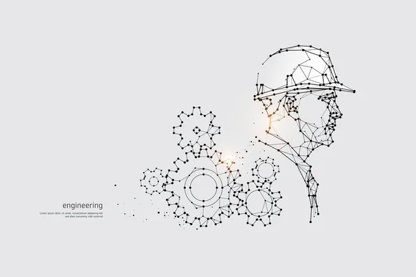 Las partículas, arte geométrico, línea y punto de la ingeniería — Archivo Imágenes Vectoriales