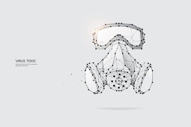 Parçacıklar, geometrik sanat, Koruma Maskesi 'nin çizgi ve noktası. Soyut vektör çizimi. Virüs grafik tasarım konsepti. Çizgi ağırlığı düzenlenebilir.