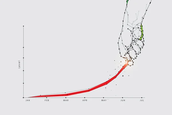 Partículas Arte Geométrica Puxar Para Cima Ilustração Vetorial Graph Abstract —  Vetores de Stock