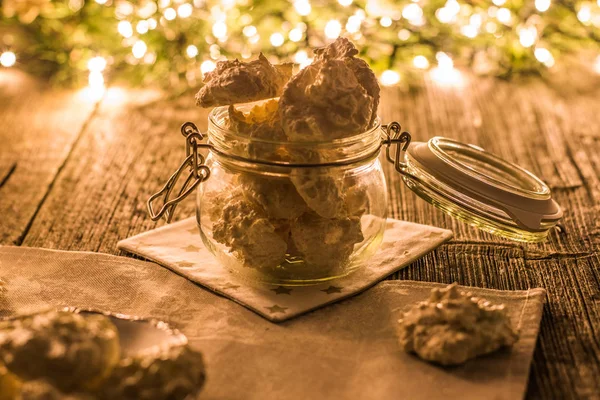 Merengue de coco en tarro de cristal en Nochebuena — Foto de Stock