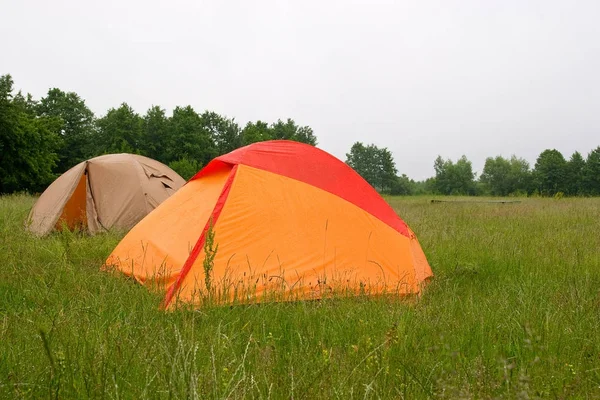 Twee tenten op weide — Stockfoto