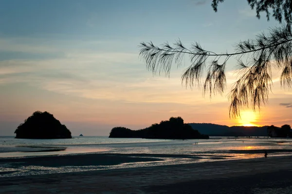 Tropikal günbatımı siluetleri