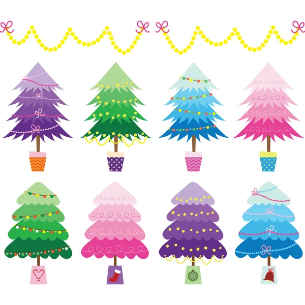 Colorful Christmas Tree set — Stock Vector