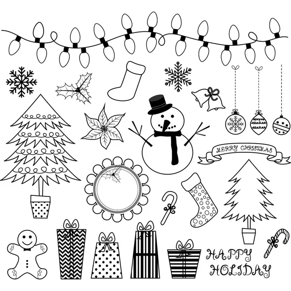 Christmas Doodles Collections. — Stock Vector