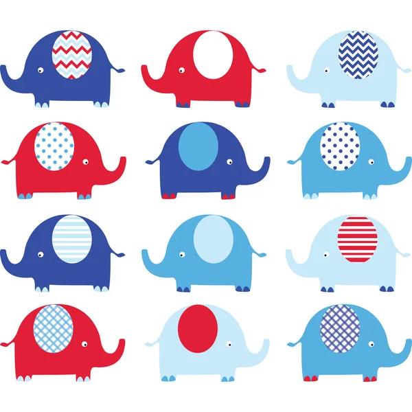 Navy Blue en Red Cute olifant — Stockvector