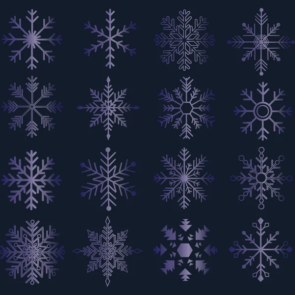 Snowflakes Silhouette.Blue Snowflakes — Stock Vector