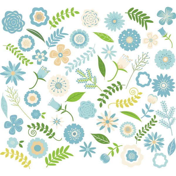 결혼식 꽃 꽃 원활한 Pattern.Blue 설정 — 스톡 벡터