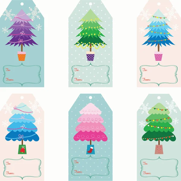 Arbre de Noël Tags cadeau ensemble — Image vectorielle