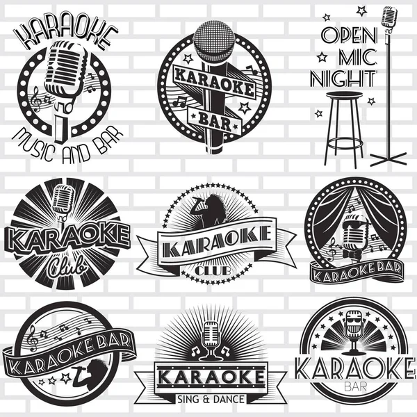 Karaoke club and bar vector labels design — Stock Vector