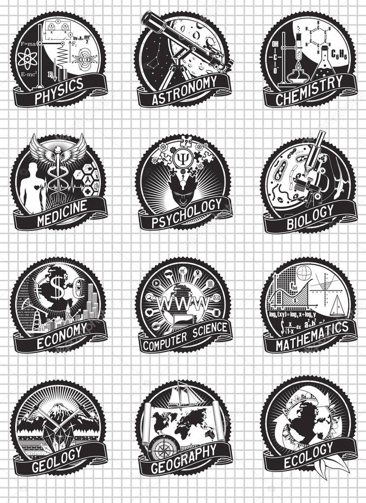 Science and education vector signs and badges