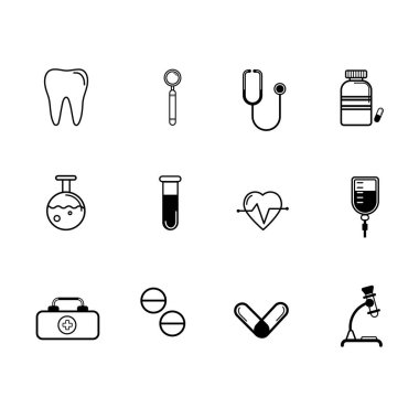 Vektör düz tıp Icons set