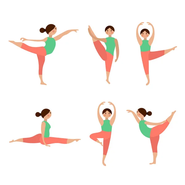 Conjunto de iconos planos vectoriales de poses de yoga — Vector de stock