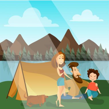 Aile Kamp kavramı vektör çizim