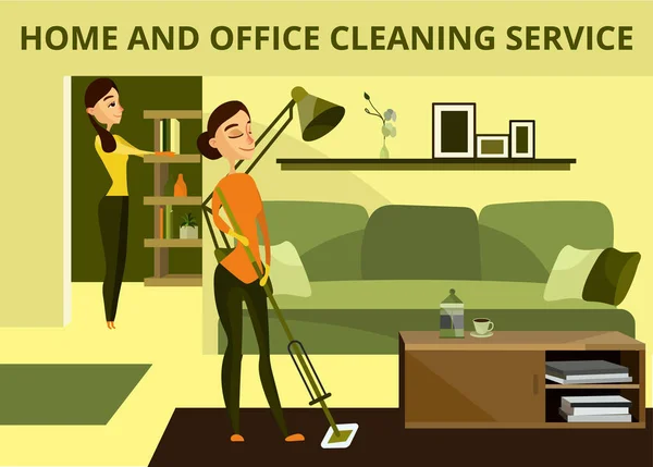 矢量家居和办公室清洁服务概念横幅广告 — 图库矢量图片