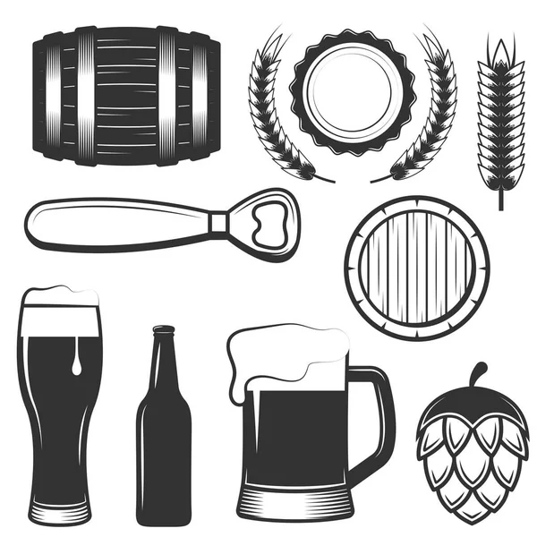 Vector vintage bier iconen, symbolen instellen — Stockvector