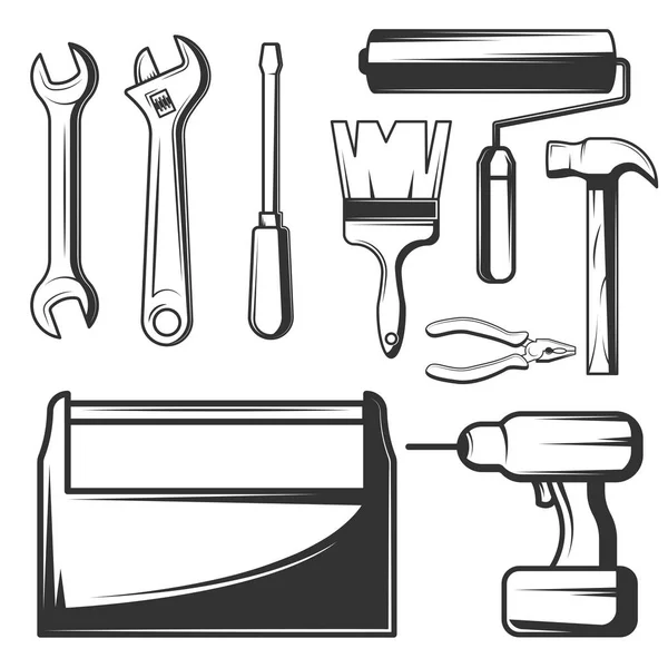 Conjunto de ícones de ferramentas manuais vintage vetorial — Vetor de Stock