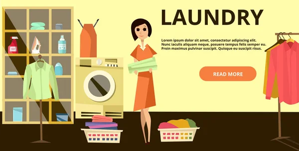 Wäscheservice-Konzept Vektor-Illustration im modernen flachen linearen