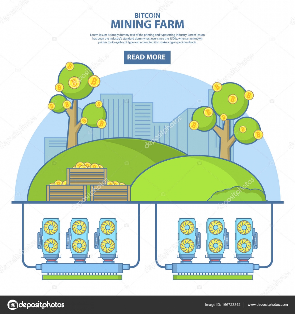 Bitcoin mining farm concept vector illustration in linear style Stock  Vector by ©SiberianArt 166723342