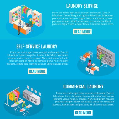 Çamaşırhane yatay afiş ve vektör ayarla