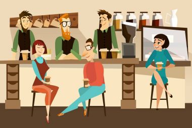 Kahve bar kavramı vektör çizim düz tarzı