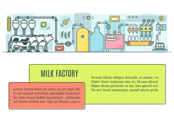Süt fabrikası vektör çizim lineer tarzda — Stok Vektör