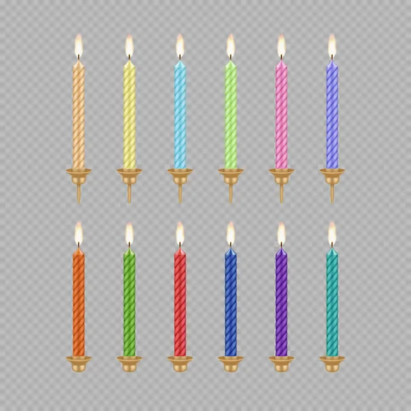 Векторний набір іконок зі свічкою торта на день народження — стоковий вектор