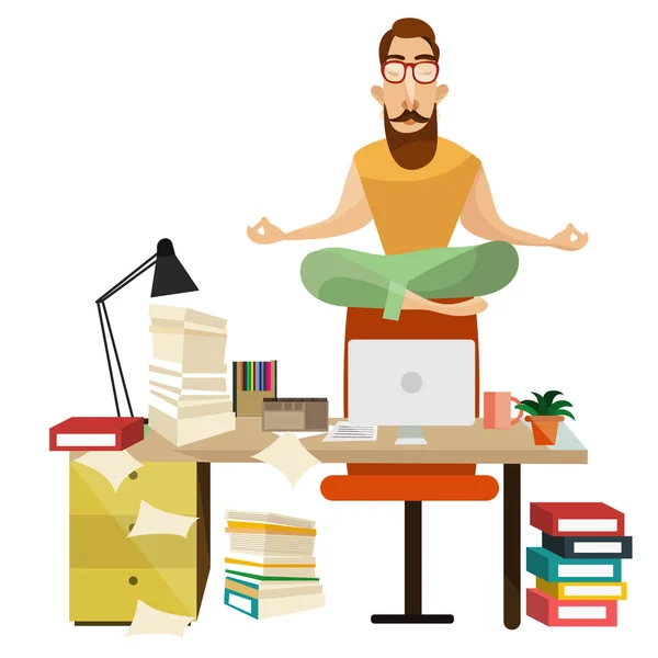 Office meditation begreppet vektorillustration — Stock vektor