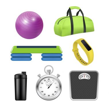 Vektör gerçekçi fitness Icon set