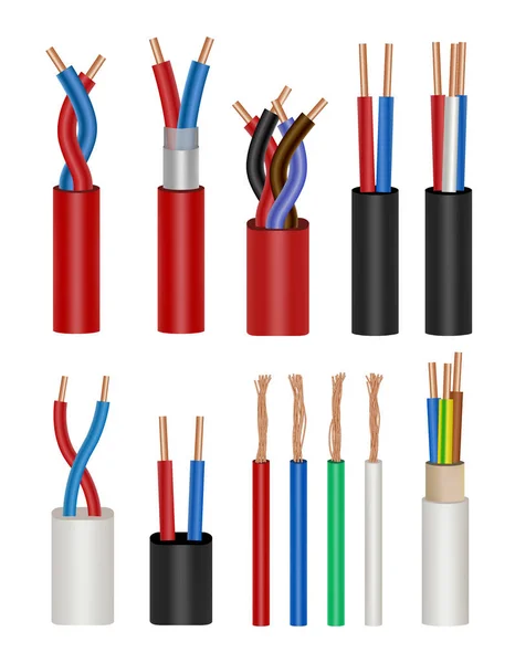 Ensemble d'icônes de câble électrique vectoriel — Image vectorielle