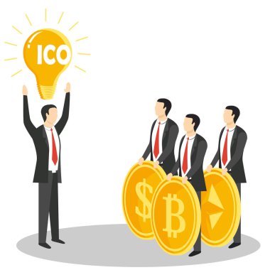Yeni ICO veya kavramı vektör çizim sunan ilk madeni para