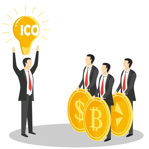 New ICO or initial coin offering concept vector illustration — Stock Vector