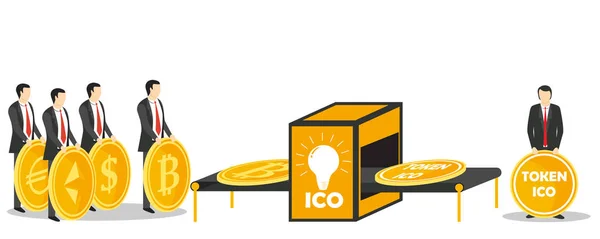 ICO illustration vectorielle de concept d'échange de jetons — Image vectorielle