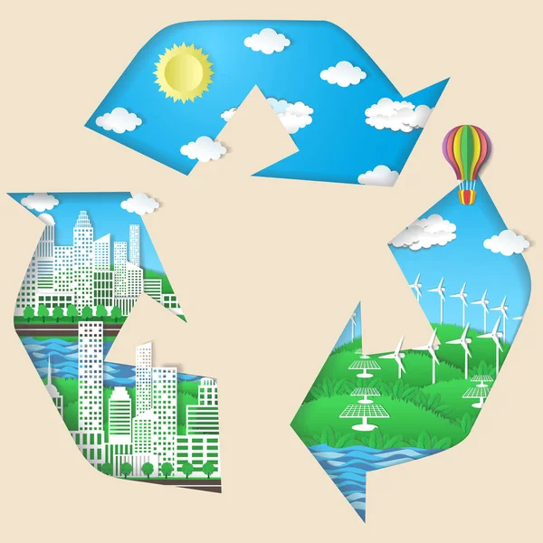 Conservación del medio ambiente, ecotecnologías concepto vector ilustración — Vector de stock
