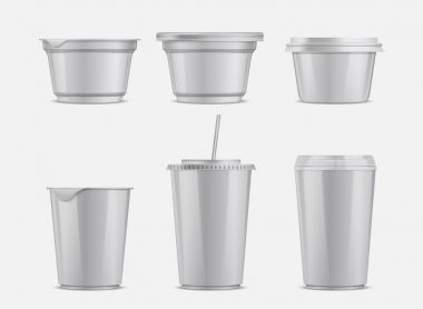 Vektör yiyecek ve içecek plastik konteyner set