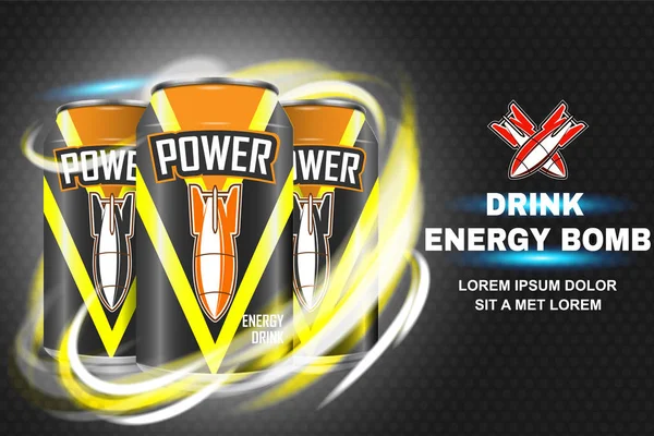 Bombe Energy Drink Konzept Vektor Illustration — Stockvektor
