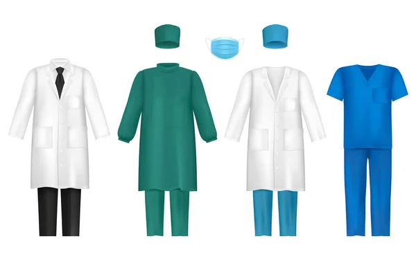 Conjunto de ropa médica vectorial para profesionales sanitarios — Archivo Imágenes Vectoriales