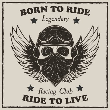 Vintage motosiklet t-shirt vektör grunge çizim