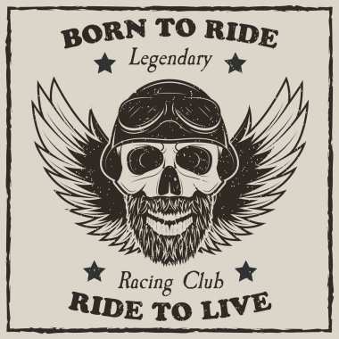 Vintage motosiklet t-shirt vektör grunge çizim