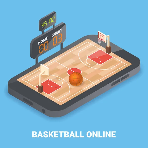 篮球在线概念向量平面等距图解 — 图库矢量图片