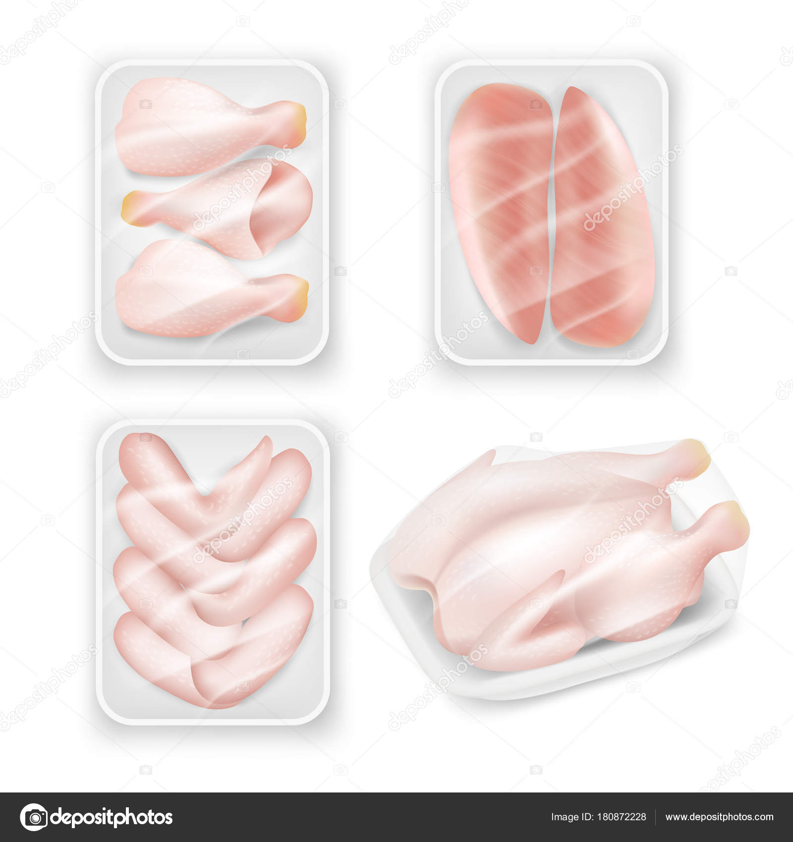 Download Chicken meat tray packaging template set, vector realistic ...