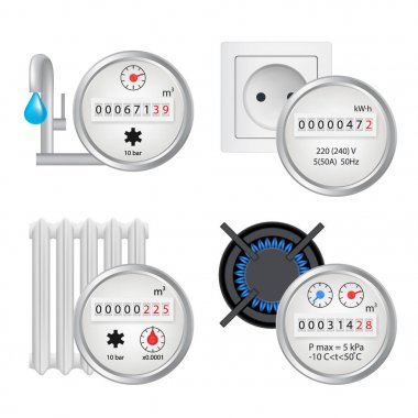 Icon set metre, gerçekçi illüstrasyon vektör