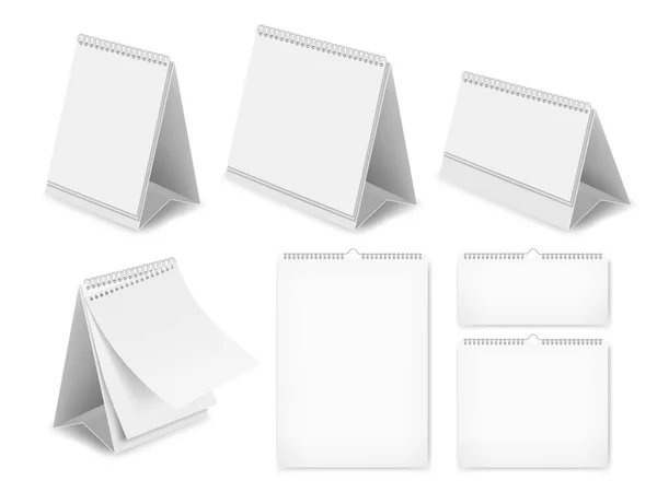 Papier leeg bureau kalender set, realistische vectorillustratie — Stockvector