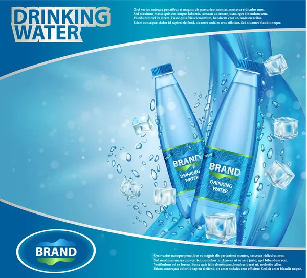 Realistische vectorillustratie drinkwater advertentie — Stockvector